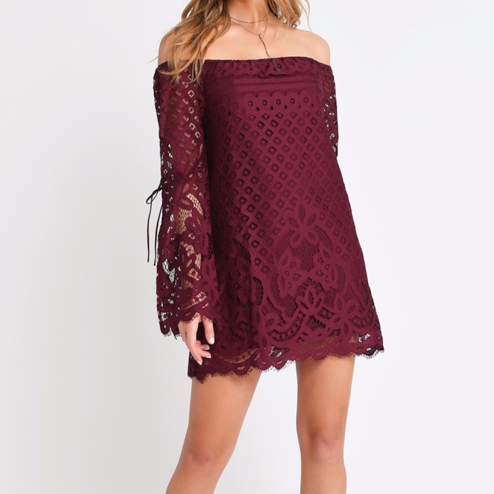 Tobi Take My Hand Wine Lace Shift Dress